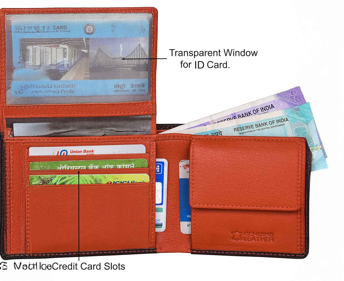 Urban Forest Men's Kyle Leather Wallet | Brown & Orange