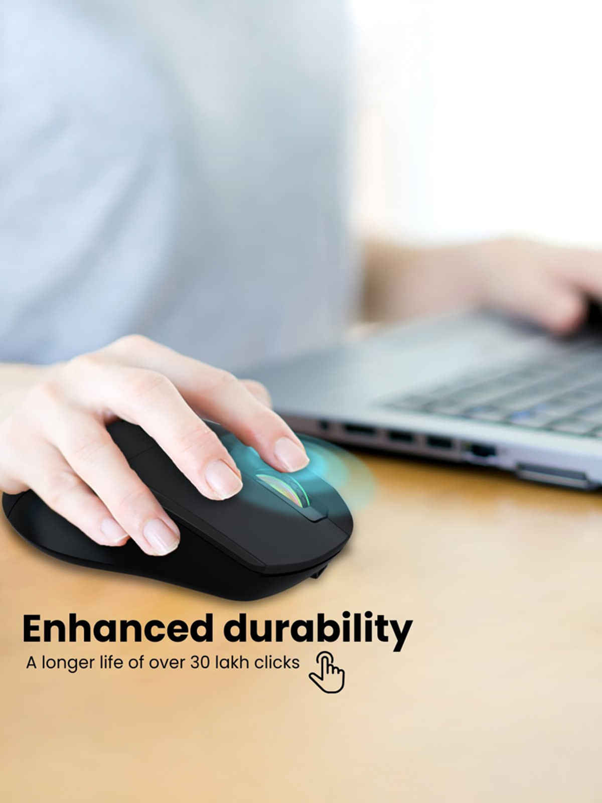 Portronics Toad One Bluetooth Mouse with 2.4 GHz & BT 5.3 Dual Wireless, 6 Buttons, Rechargeable, RGB Lights, Connect 3 Devices, Ergonomic Design for Laptop, Smartphone, Tablet - Black