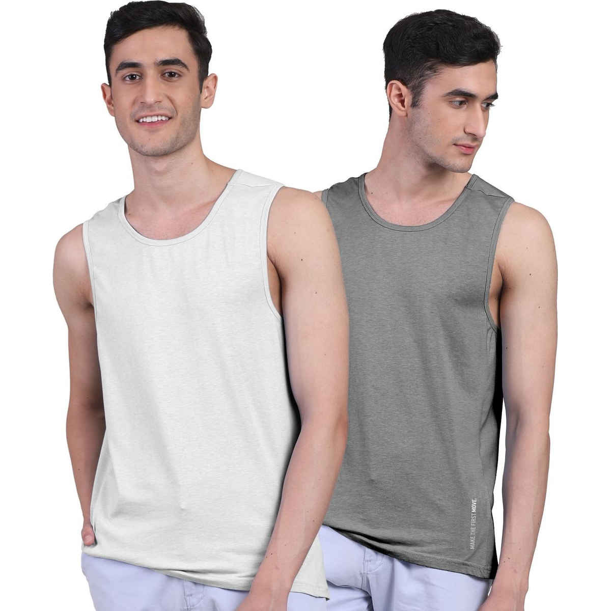 Freecultr Bamboo Men's Vest - L | Deep Neck | No Show Shoulder Strap | Ultra-Soft | Odor-Free | Longer Length