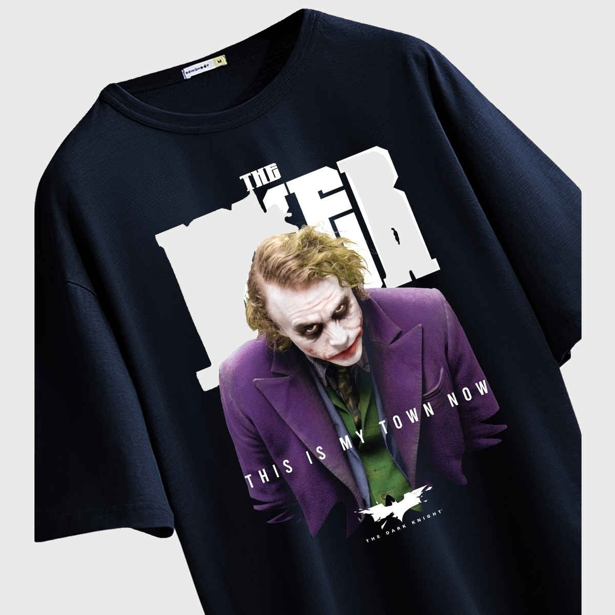 Bewakoof Women's Joker's Town Graphic Printed Oversized T-shirt | Navy Blue - S