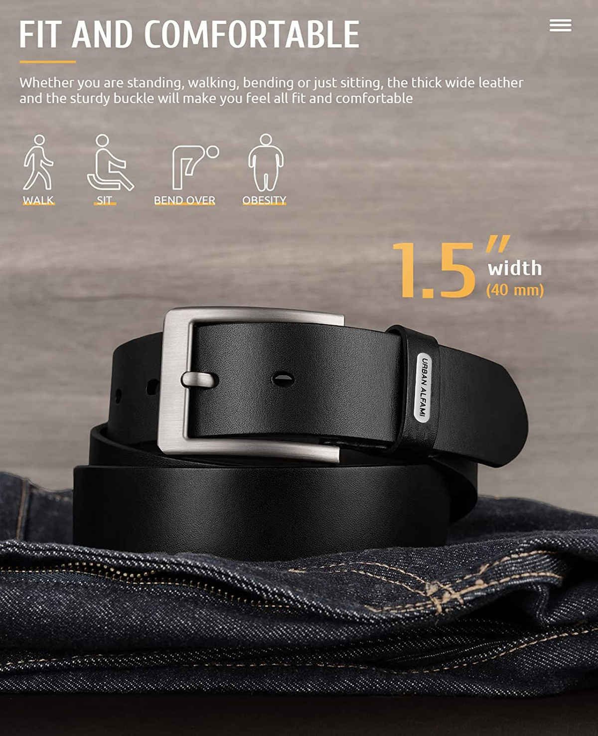 URBAN ALFAMI Men's Leather Belt & Wallet Combo | Fits up to 40 Waist