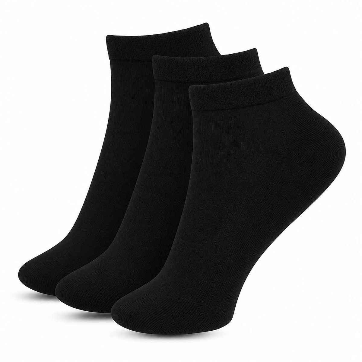 Luxrio Men's Solid Ankle Length Cotton Socks | SCK-21-3-PK-ANKL-BLK | Black - Free Size