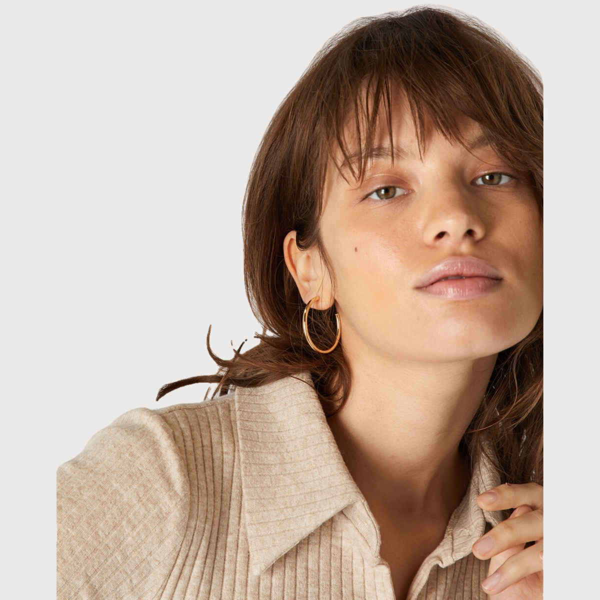 Accessorize London Women's Gold Medium Tube Hoop Earring - Gold