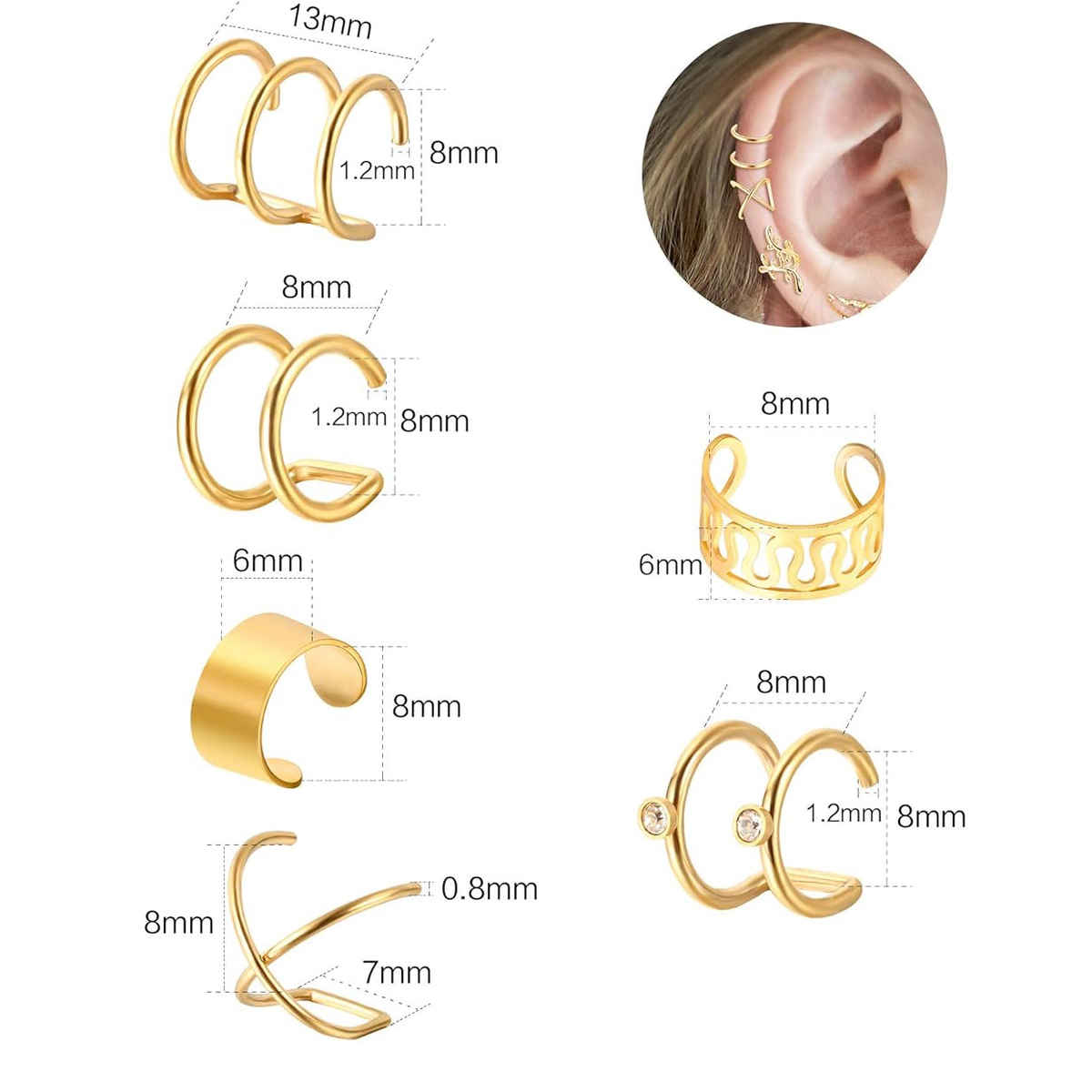 YouBella Fashion Latest Stylish 36 Pcs Combo Clip On Ear Cuff for Women Girls Men (YBEAR - 33417)