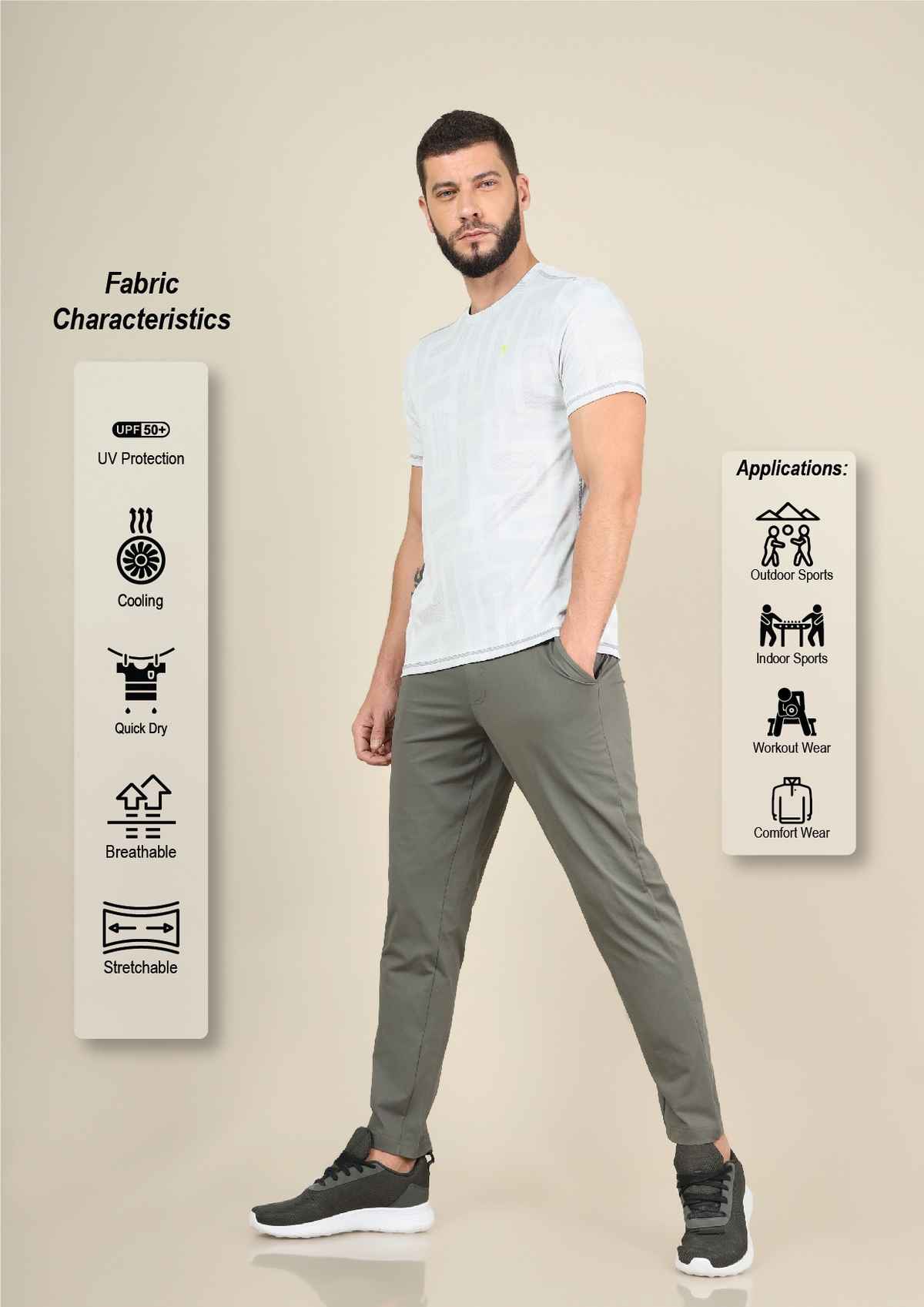 Technosport Men Poly Solid Relax Fit Sports Trackpants with ELASTO PLUS | Beetle | XL