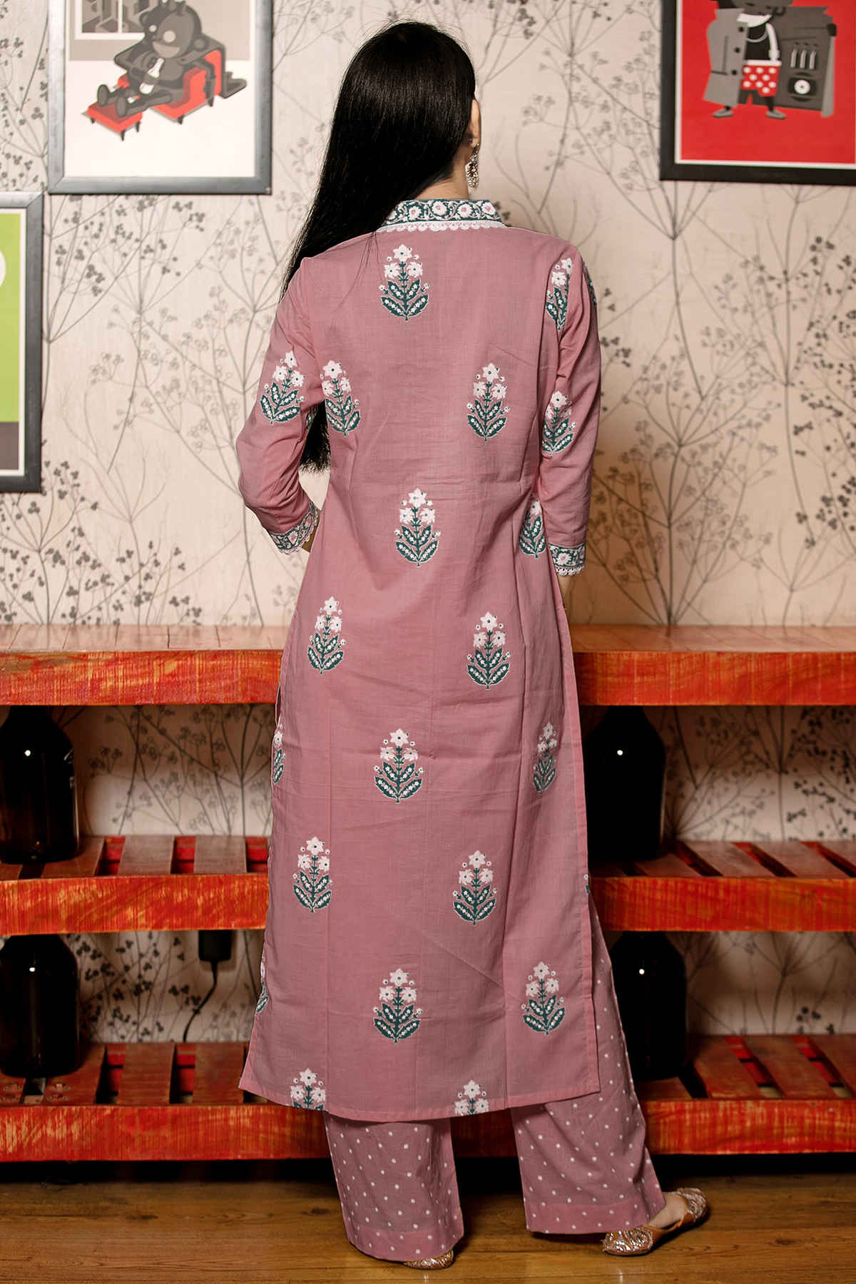 GoSriKi Women's Rayon Blend Straight Printed Kurta with Pant & Dupatta | BELAGAVI | Purple - M