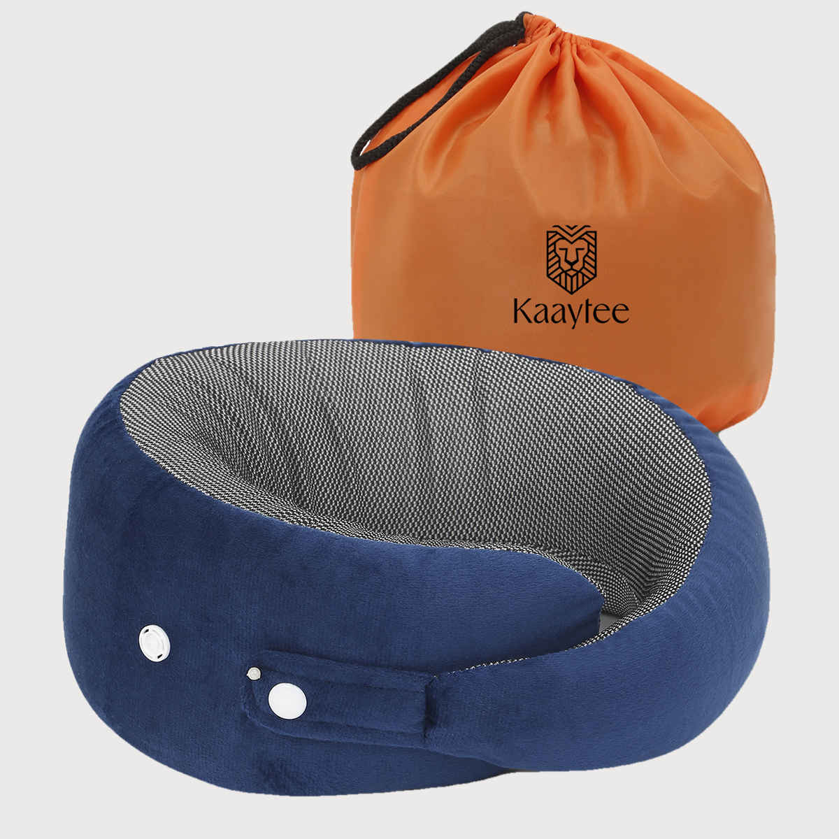 Kaaytee 100% Pure Memory Foam Travel Neck Pillow - Stable Neck Support | Blue