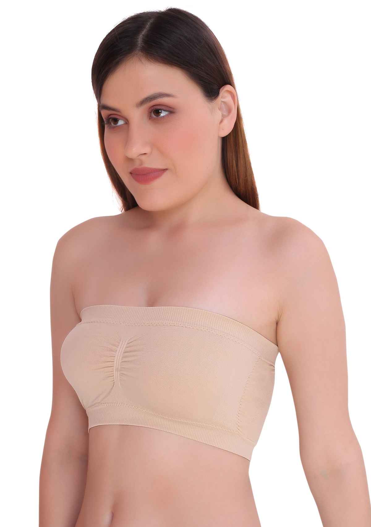 PLUMBURY Lightly Padded Seamless Bandeau Tube Bra - 34B
