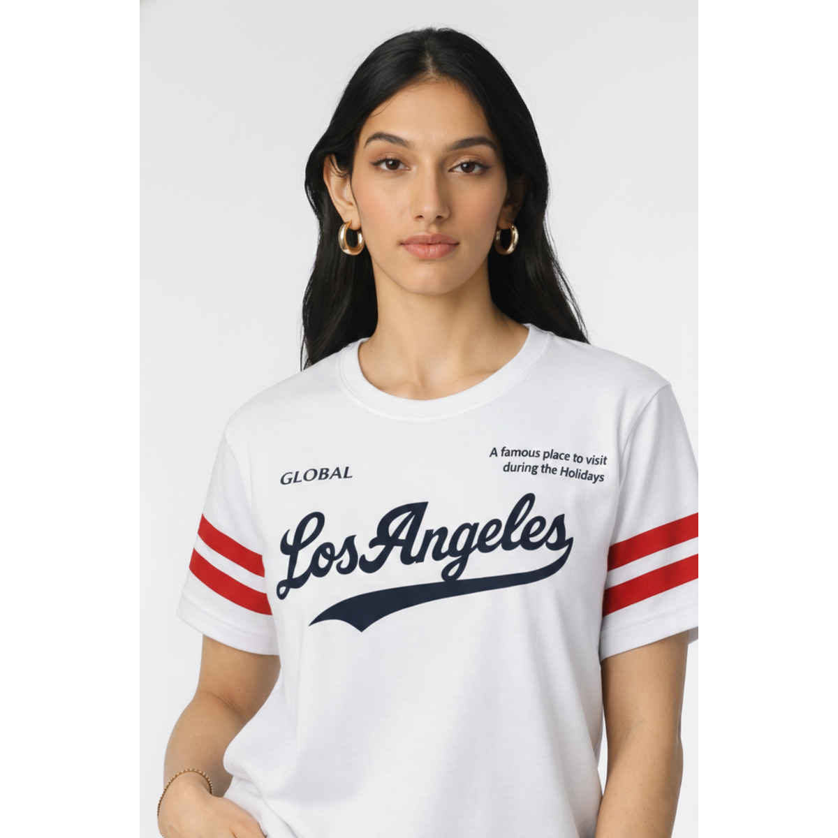 Try This Women's HF Sleeve Printed Round Neck Tshirt | White | XL