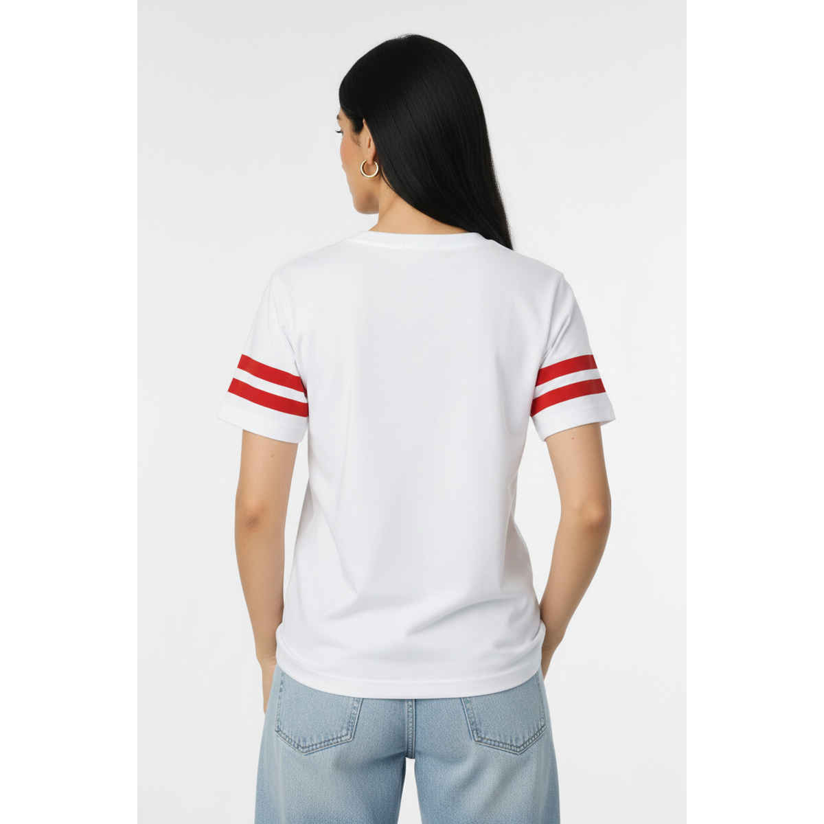 Try This Women's HF Sleeve Printed Round Neck Tshirt | White | XL