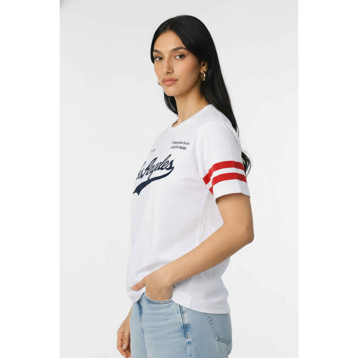 Try This Women's HF Sleeve Printed Round Neck Tshirt | White | XL