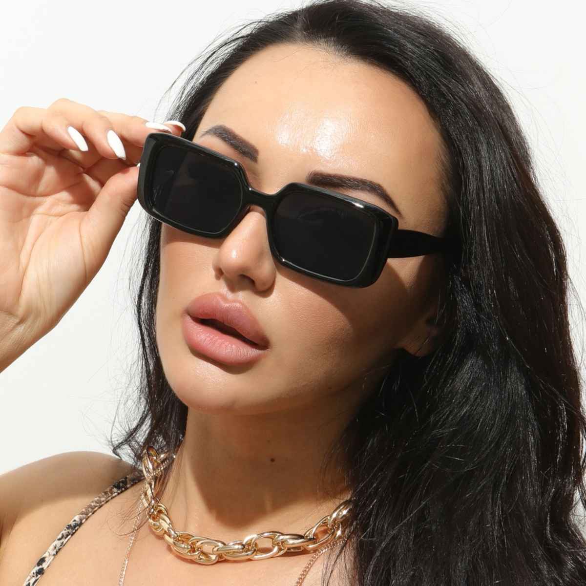 NuVew Unisex Rectangular Sunglasses | Black - Large