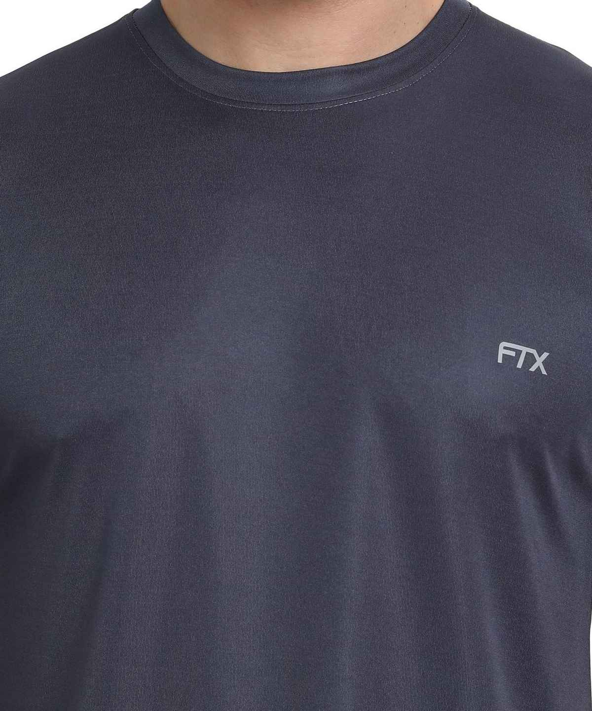 Ftx Men's Solid Round Neck Polyester Half Sleeve Casual T-shirt | Steel Grey | XL