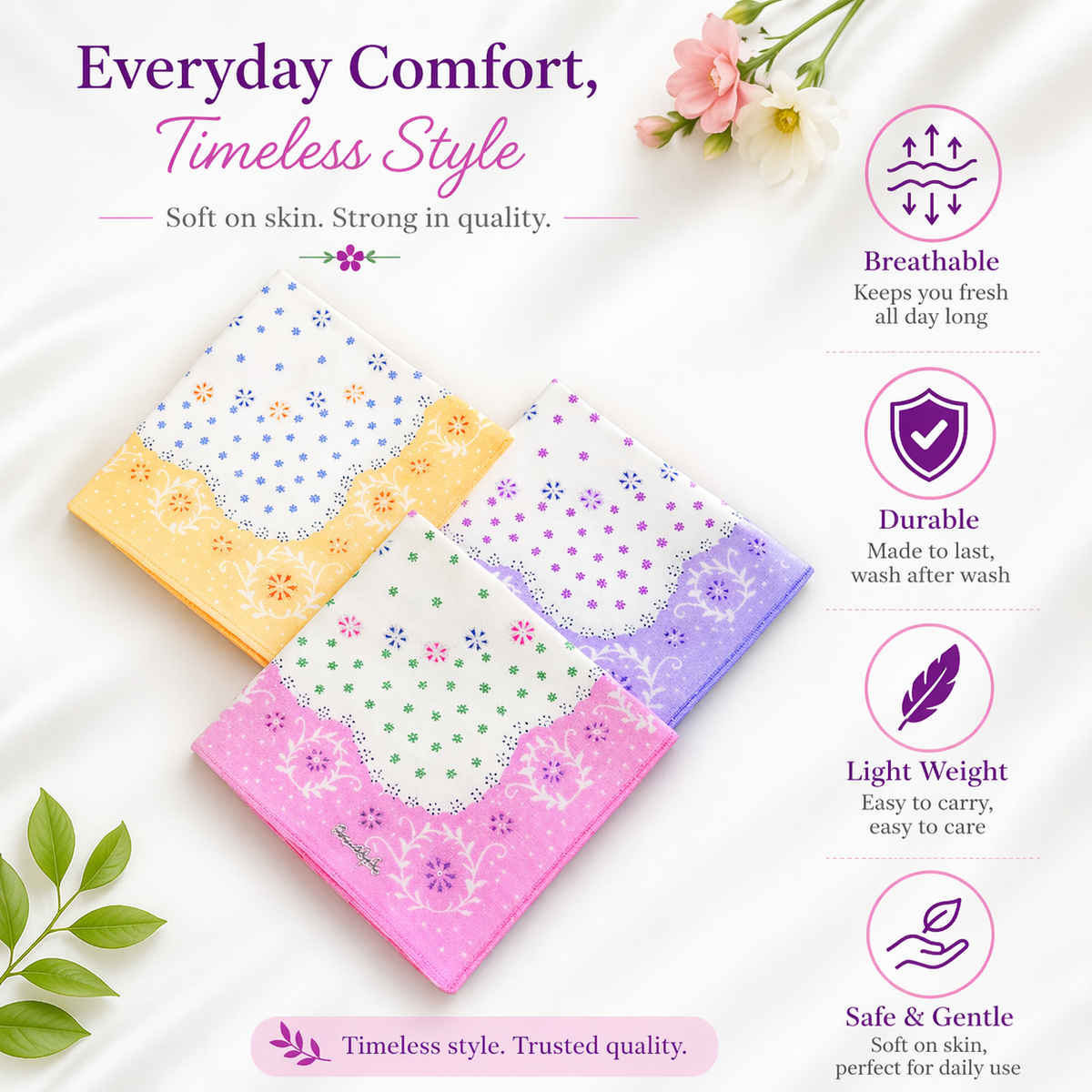 Royal Mart Women's Cotton Handkerchiefs for Daily Use | Multicolour