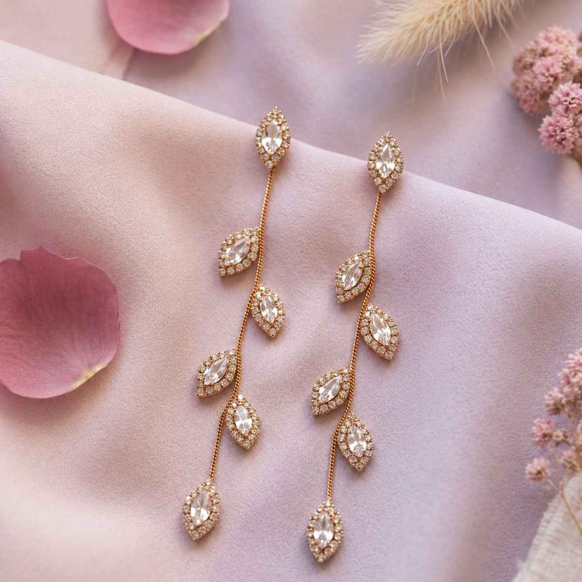 The Opal Factory Diamante Long Drop Earrings | Rose Gold | Gift Set