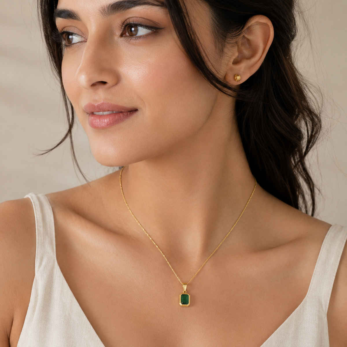 Palmonas Classic Emerald Necklace For Womens | Waterproof And Anti-Tarnish