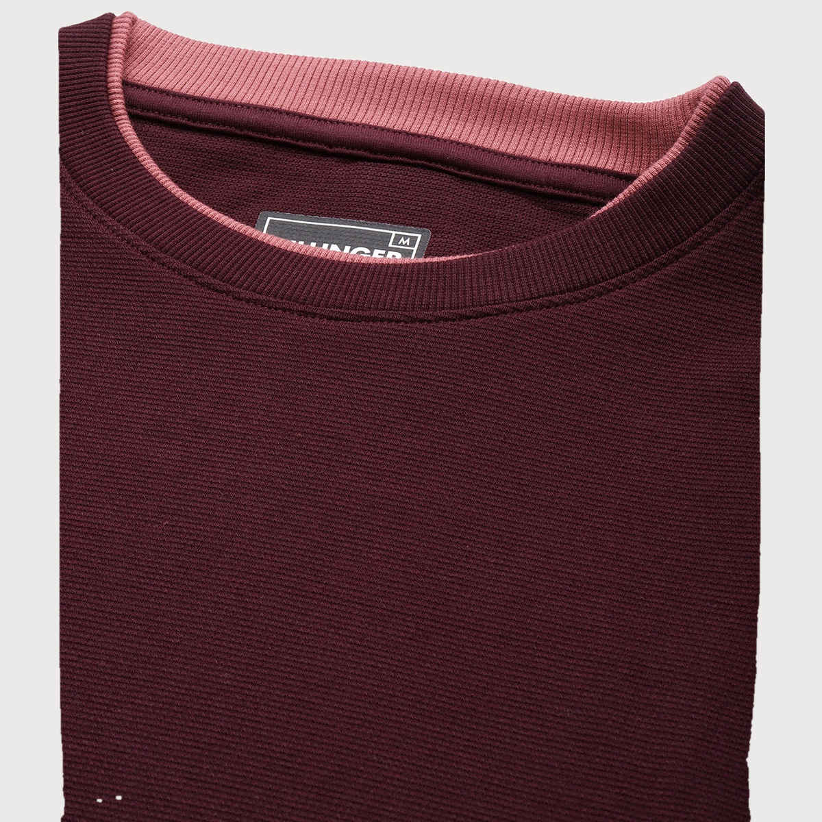 Dillinger Men's T-shirt Long Sleeve Airtex Fabric Crew Neck Regular Fit | Burgundy - 2XL