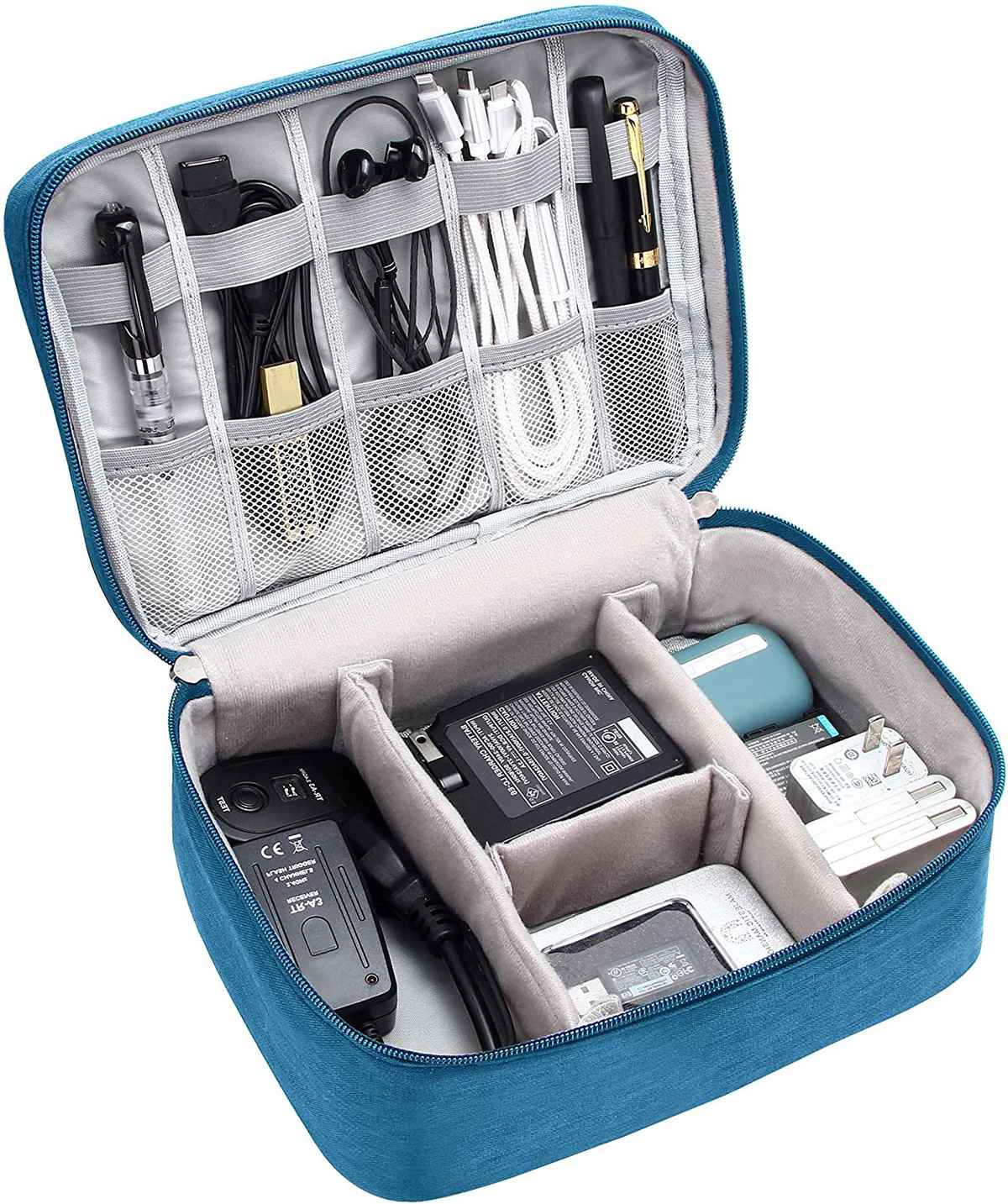 Awestuffs Gadget Organizer for Electronics Accessories, Cables, Phones | Blue