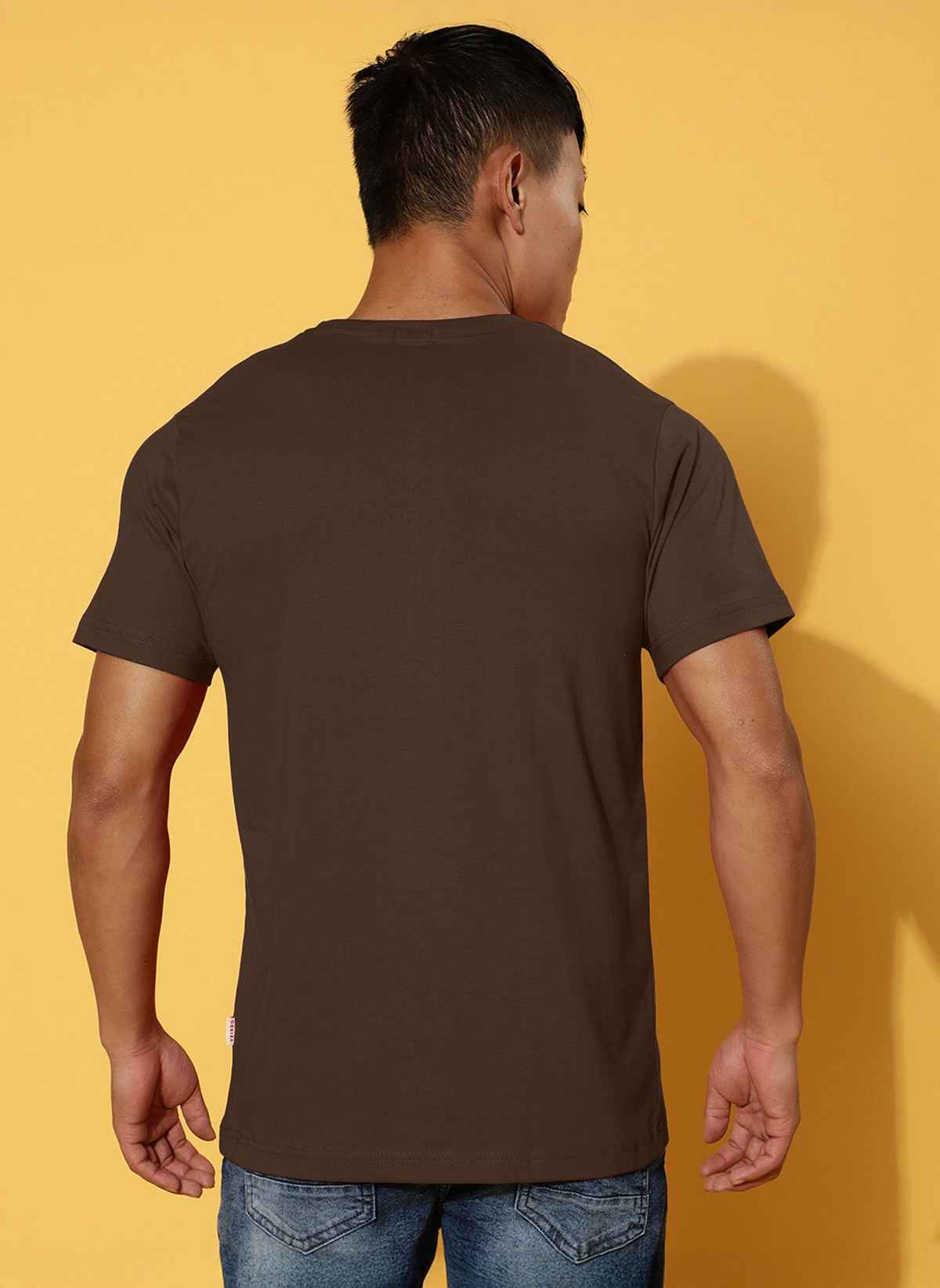 Veirdo Men's Printed Cotton Regular Fit T-Shirt | Brown - 2XL