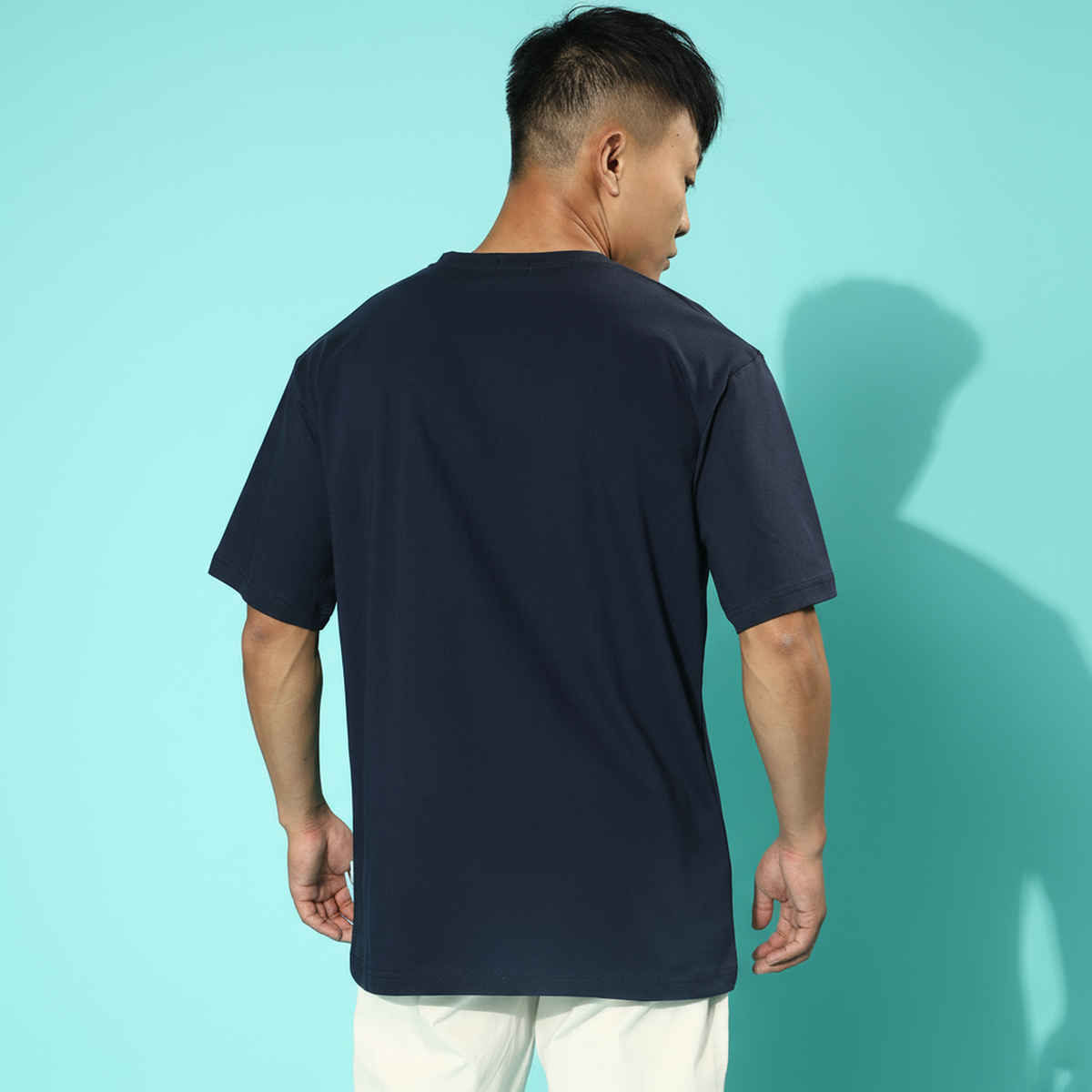 VEIRDO Men's Printed Oversized T-shirt | OS 100 VDORGNL NVY | Navy Blue - L