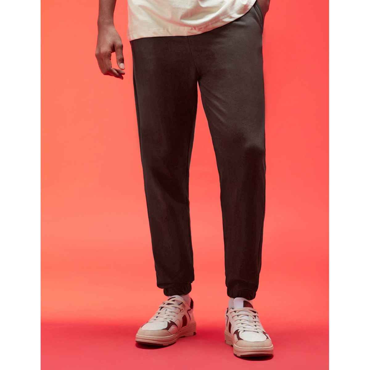 VEIRDO Men's Solid Regular Joggers without Pocket | VD TRK OS BRWN | Brown - XL