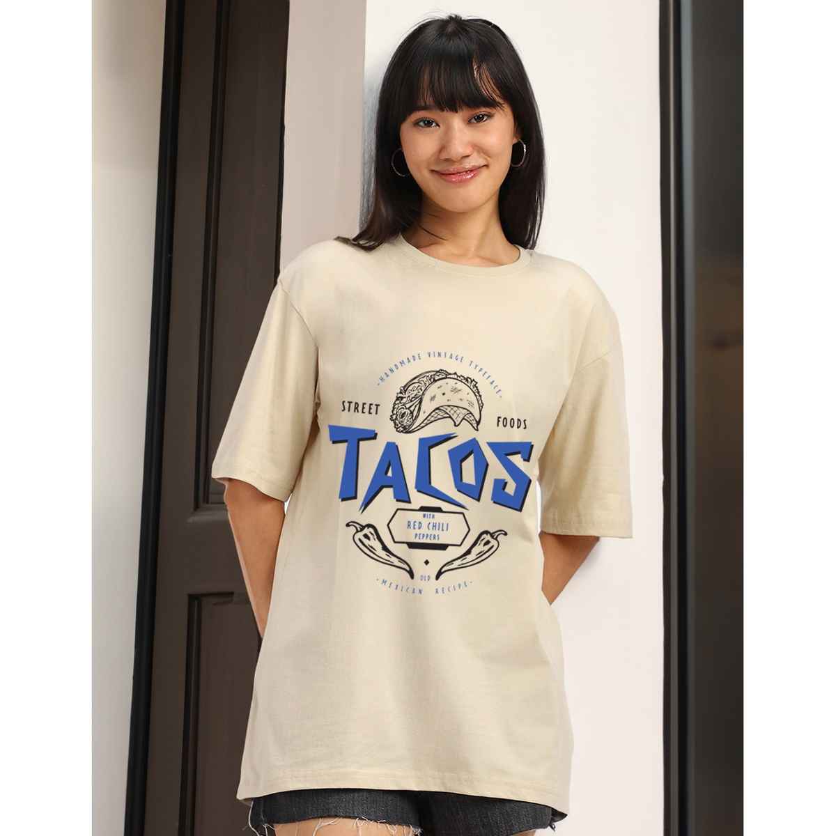 Juneberry Women s Typographic Front Print Swanwhite T-shirt - M