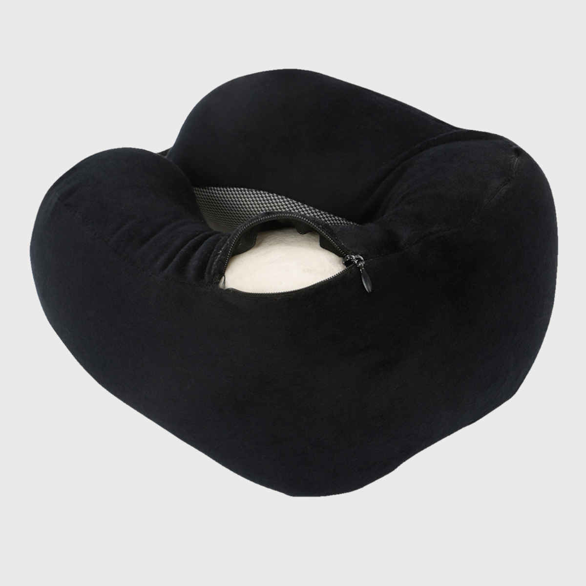 Kaaytee Memory Foam Travel Neck Pillow for Airplane & Car Neck Support Cushion | Black