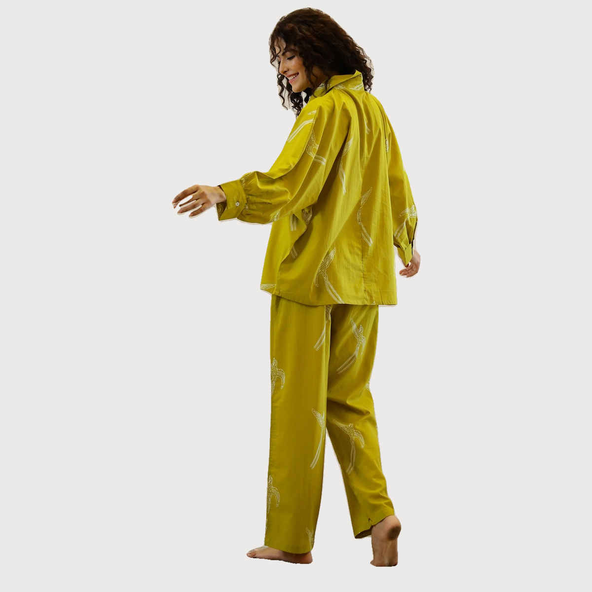 Sanskrutihomes Women Printed Mustard Night Suit SE-NSP-715 | M