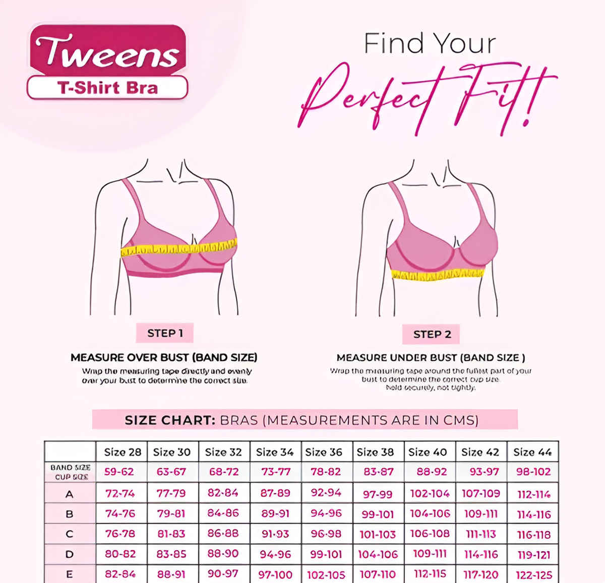 Tweens Heavily Padded 3/4th Coverage Semi Push-Up Seamless T-Shirt Bra | Red-36C