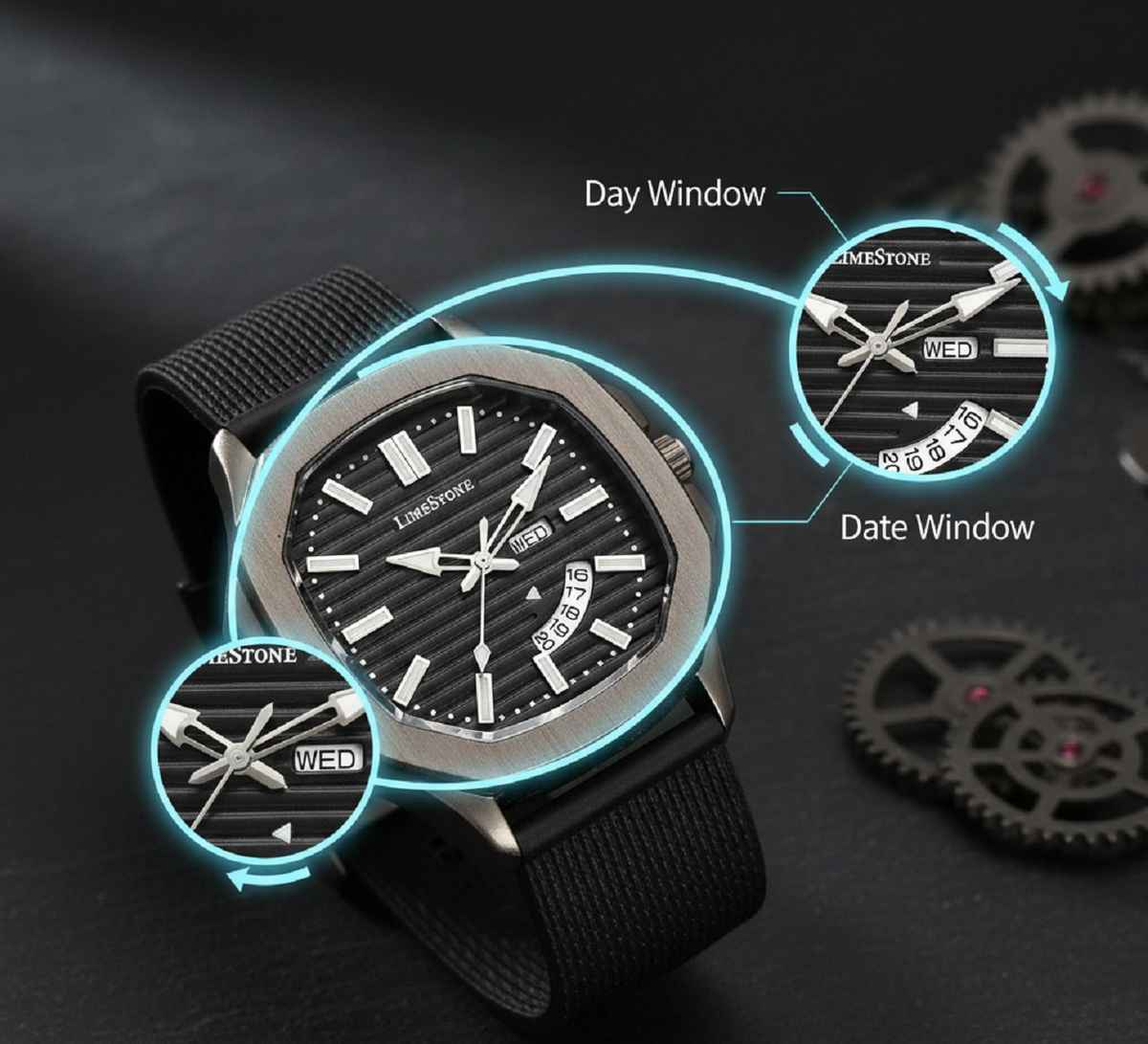 Limestone OTUS Limited Grey Edition Quartz Watch for Men | Mesh Silicone Strap