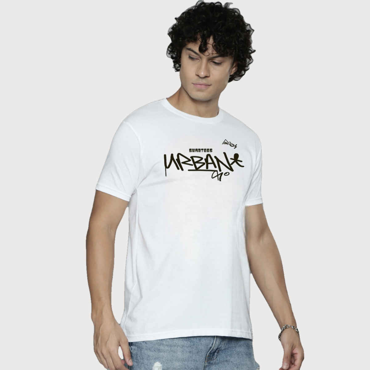 Smartees Men's Printed T-shirt | Style No 36 | White - M