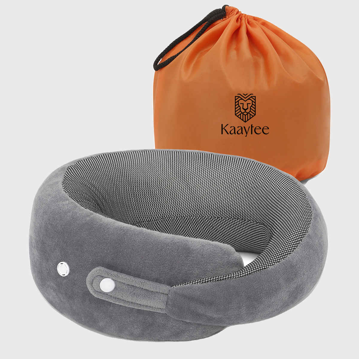 Kaaytee 100% Pure Memory Foam Travel Neck Pillow - Stable Neck Support | Grey