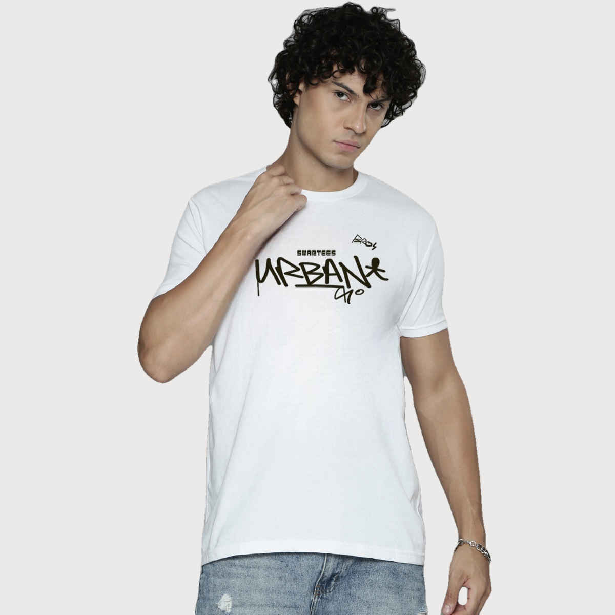 Smartees Men's Printed T-shirt | Style No 36 | White - M