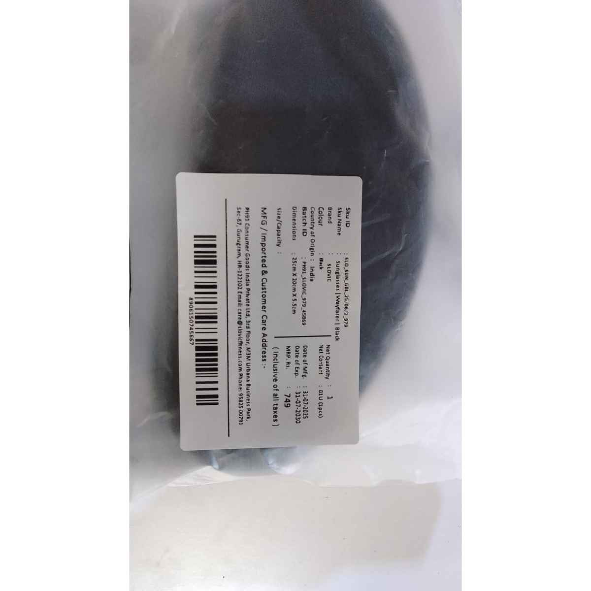 Slovic Black Wayfarer Style Sunglasses with UV Protected Lenses for Men & Women Lightweight