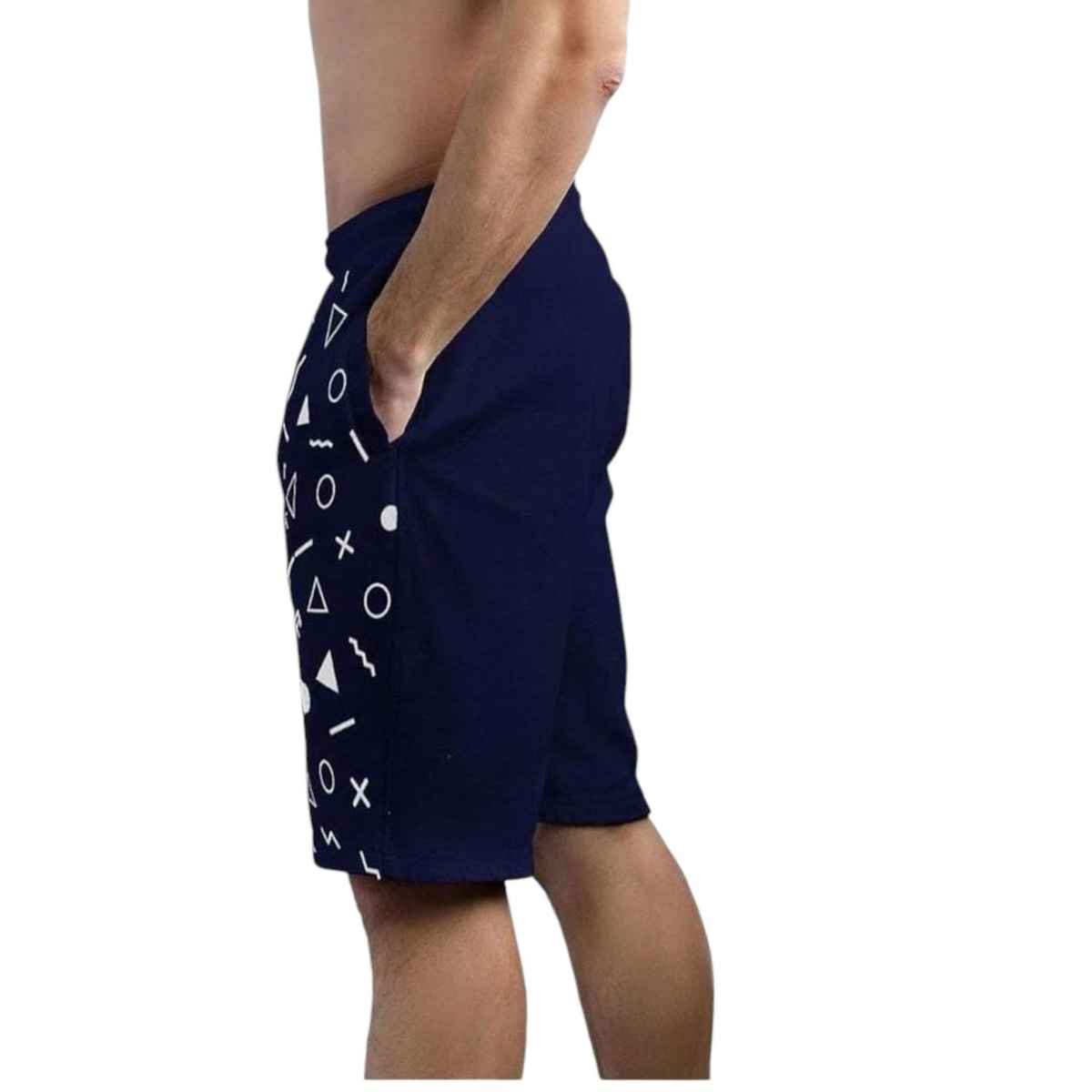 Gcyx Men s Shorts Aop Printed | Cotton Poly Mix Blend for Comfortable Wear | Shorts Navy Aop | M
