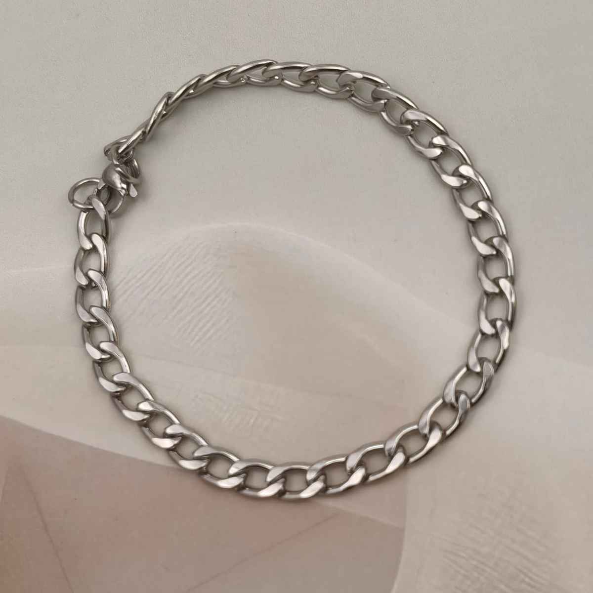 The Opal Factory All Seasons Men's Bracelets | Flexible Chain Bracelet | Bangle-301 | Silver