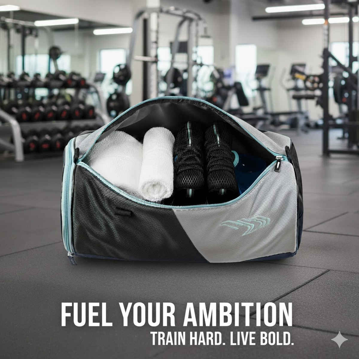 Mayor PowerX Gym Bag Duffle Bag With Shoe Compartment Sports Gym Bag Travel Bag | Blue and Black