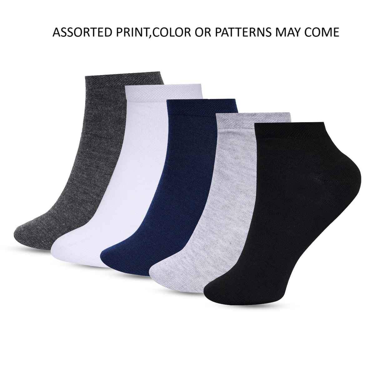 Luxrio Men's Solid Ankle Length Cotton Socks | SCK-13-5-PK-ANKL |Assorted Designs - Free Size