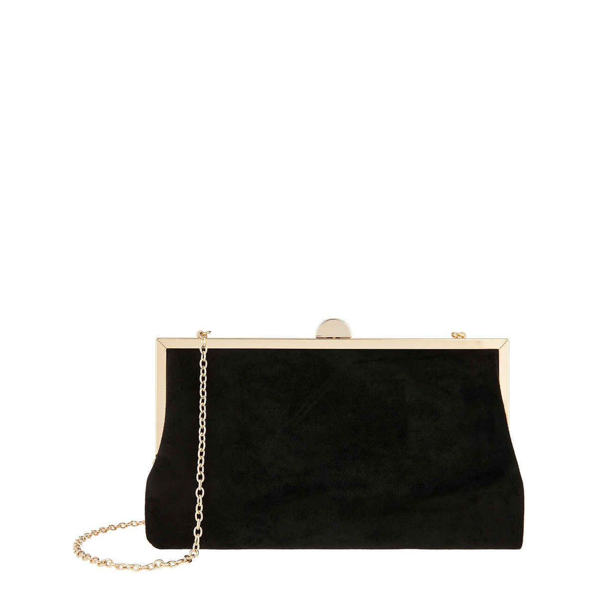 Accessorize London Women's Suedette Clipframe Party Bag | Faux Leather - Black