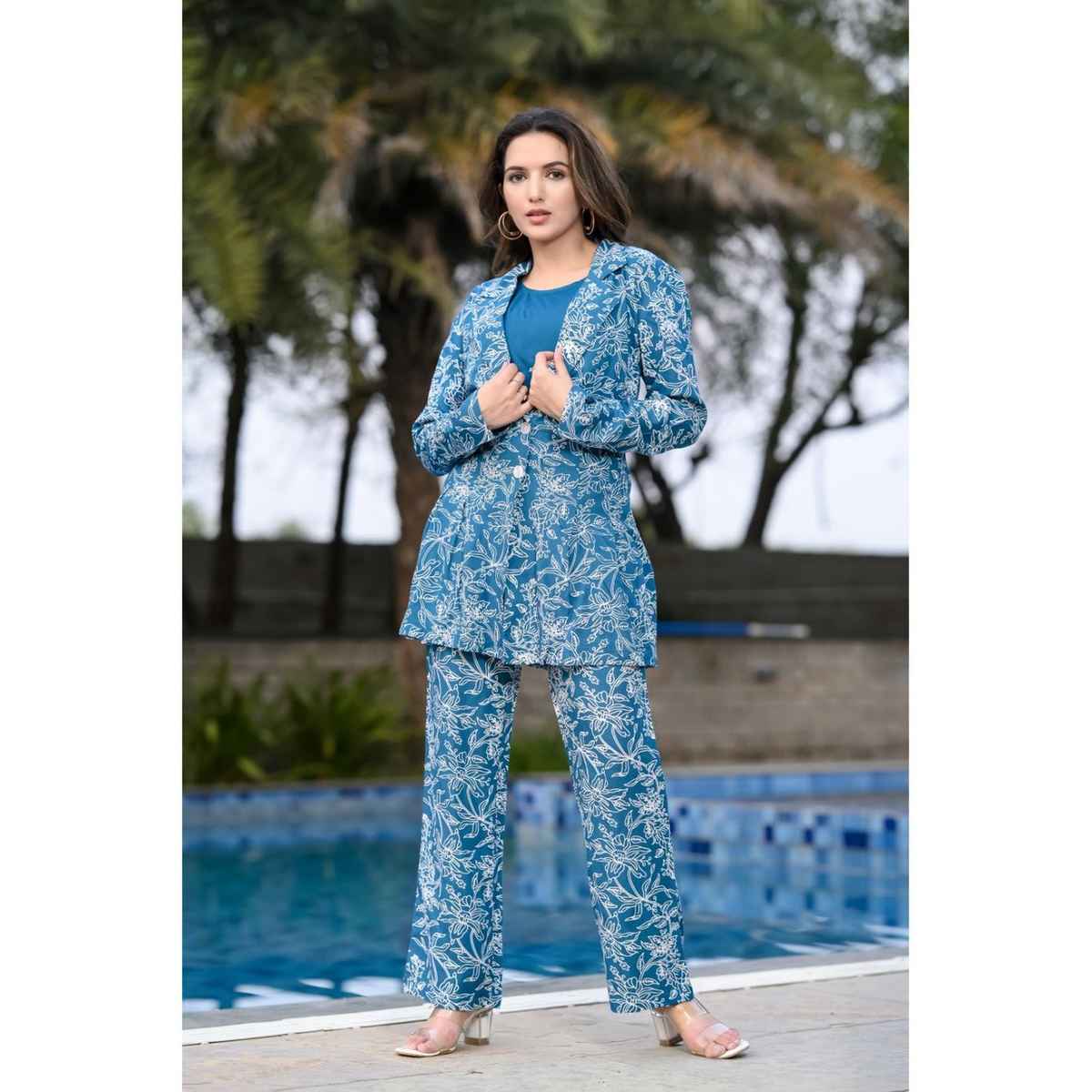 Wyshlist Women's Co-ord Set Blossom Ensemble Three Piece | Light Blue - M