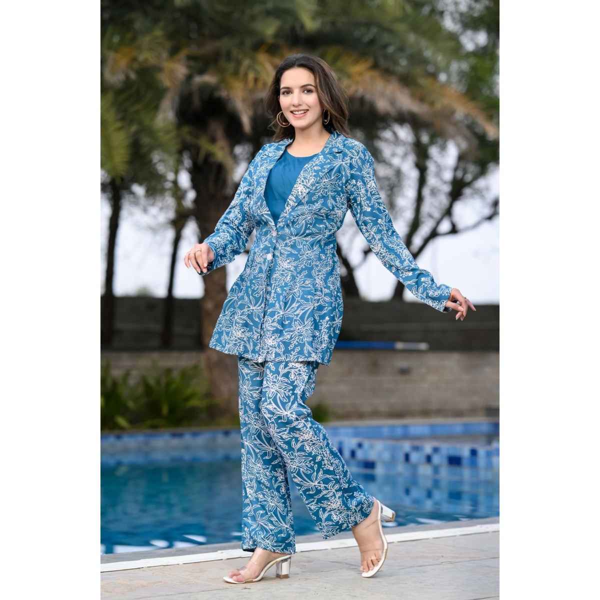 Wyshlist Women's Co-ord Set Blossom Ensemble Three Piece | Light Blue - M