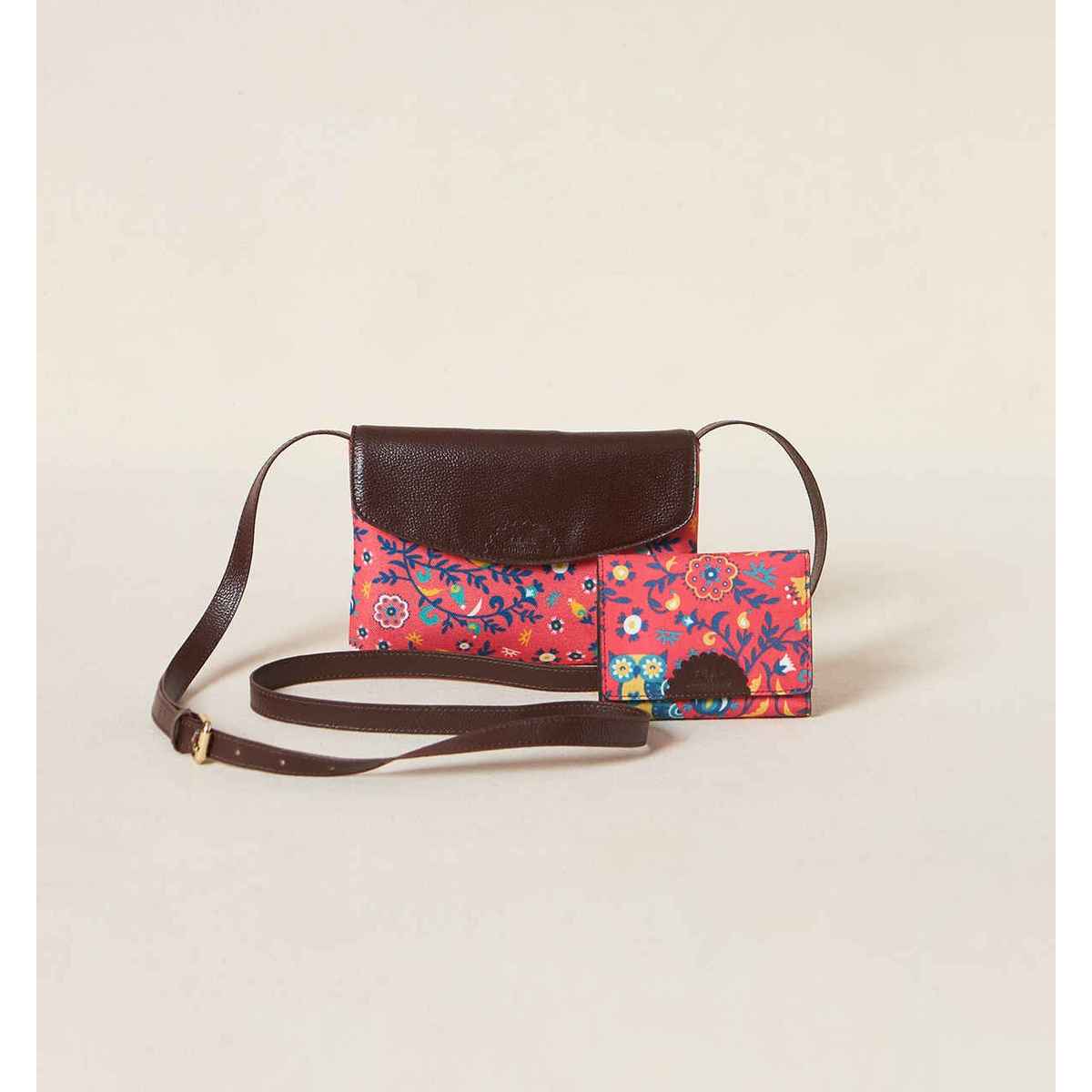 Chumbak Boho Bloom Mother's Day Gift Set | Flap Sling Bag & Wallet with Gift Box