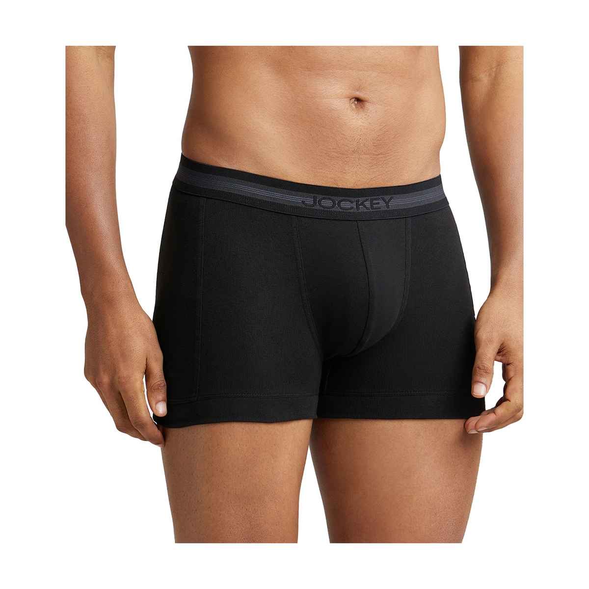 Jockey 1015 Men's Super Combed Cotton Rib Underwear Solid Trunk|Stay Fresh Properties | Black-M