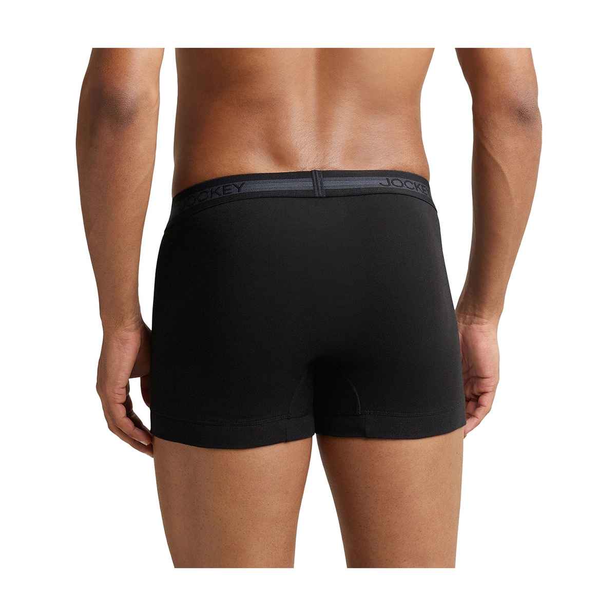 Jockey 1015 Men's Super Combed Cotton Rib Underwear Solid Trunk|Stay Fresh Properties | Black-M