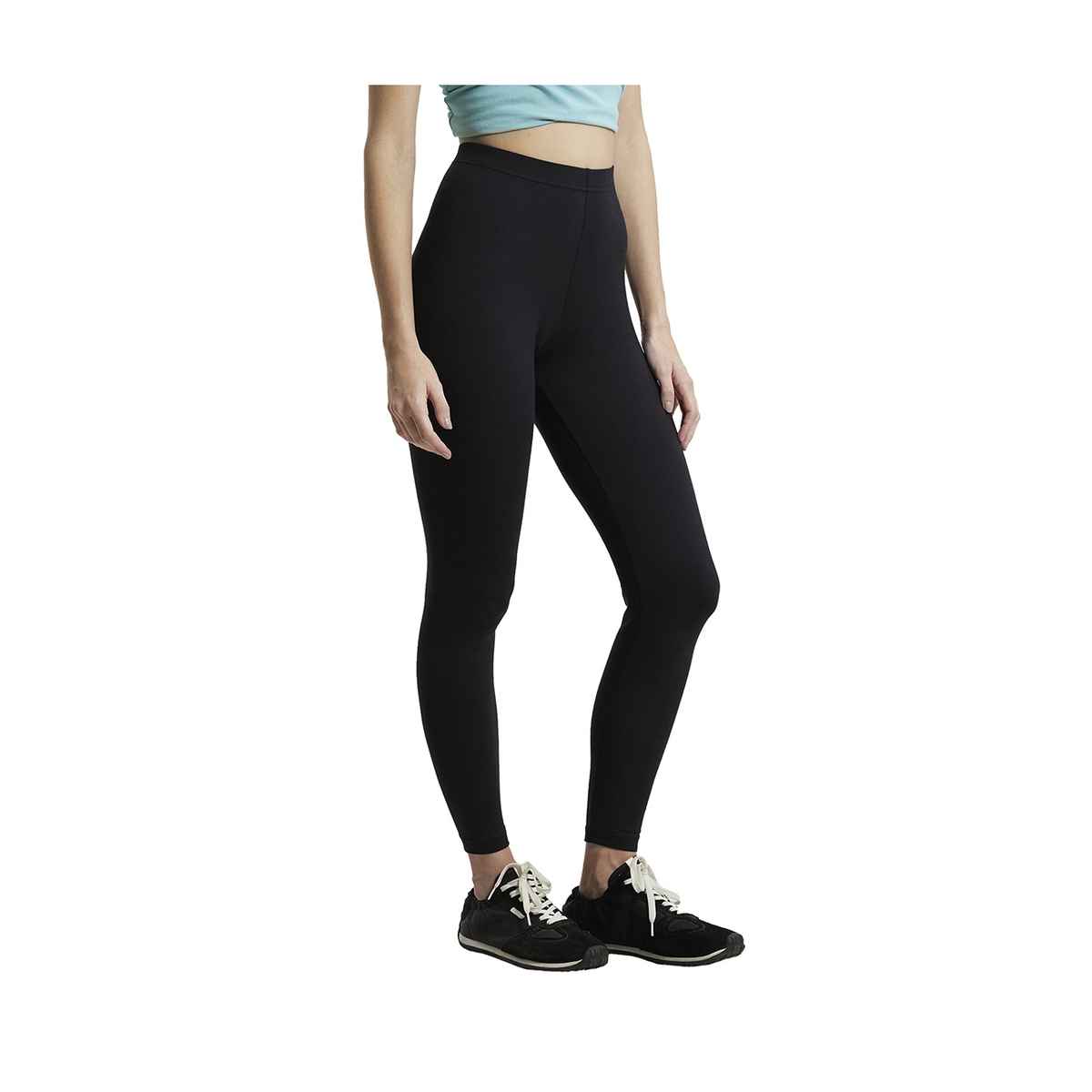 Jockey AW87 Super Combed Cotton Elastane Stretch Slim Fit Leggings | Black-M