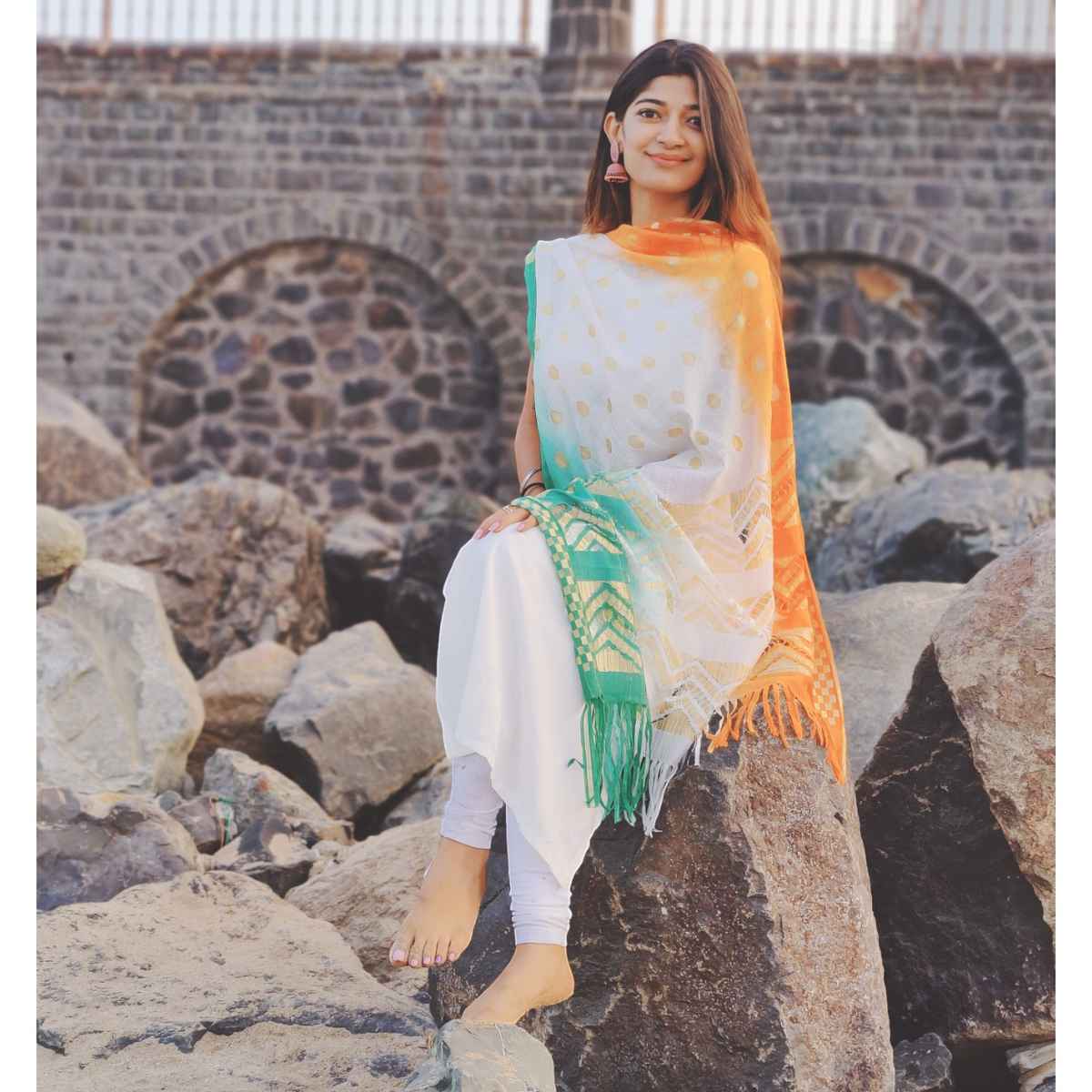 House Of Festivals Tricolor Dupatta | Tiranga Theme Dupatta