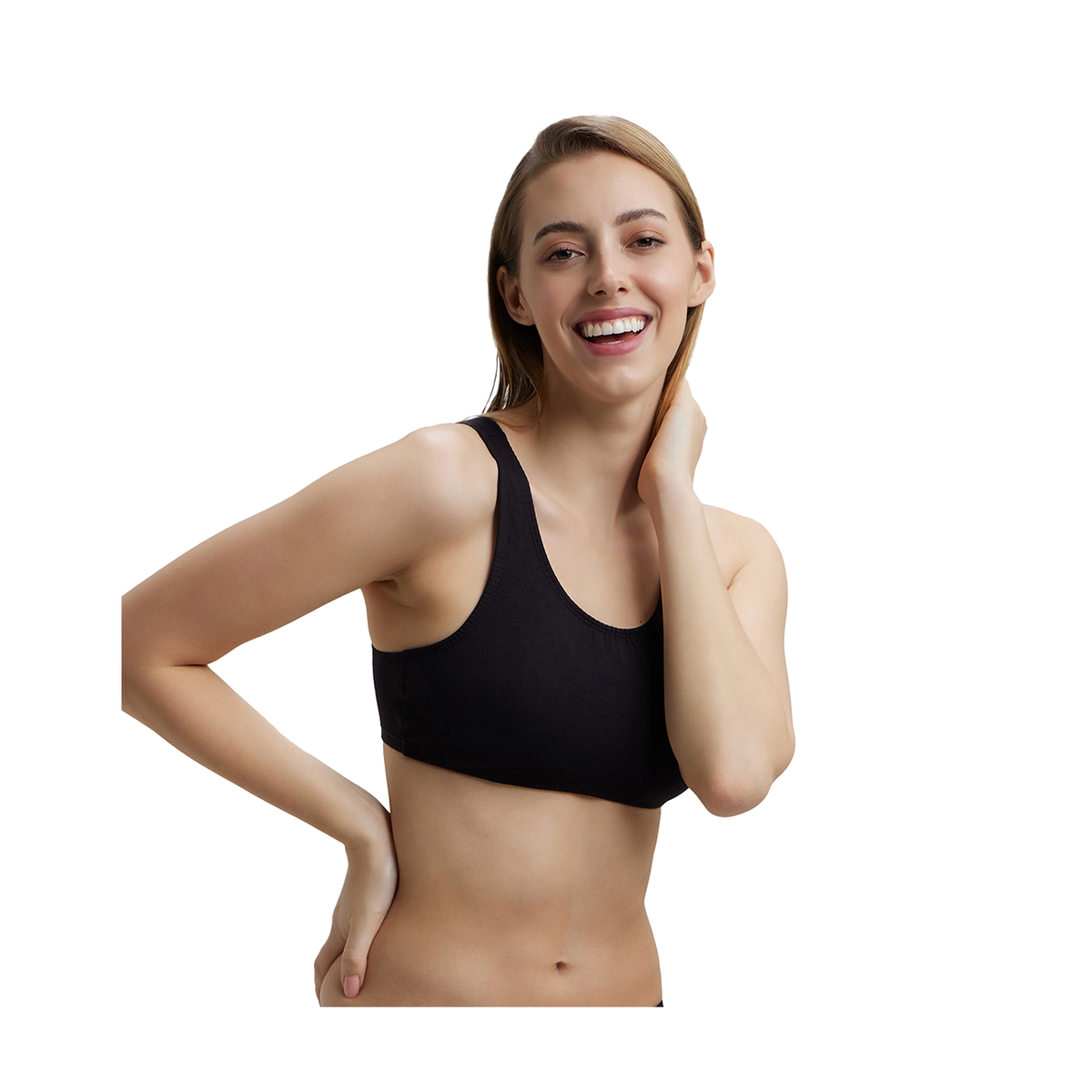 Jockey 1582 Women's Super Combed Cotton Elastane Stretch Slip On Crop Top | Black | L