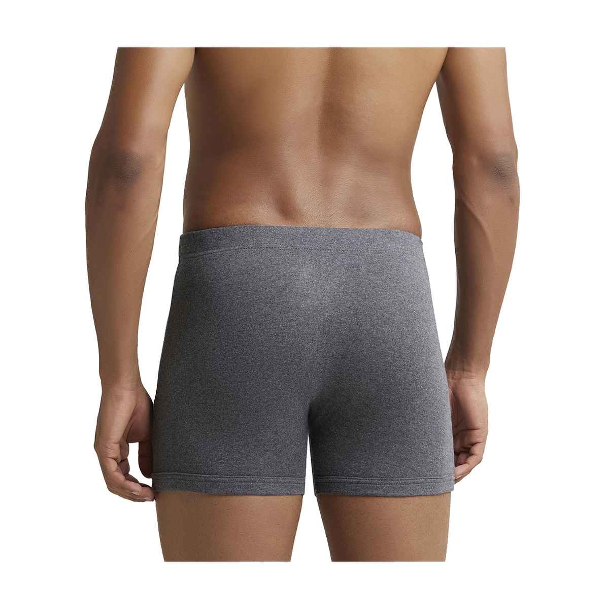 Jockey 8008 Men's Super Combed Cotton Rib Underwear Solid Boxer Brief|Concealed Waistband | Grey-M