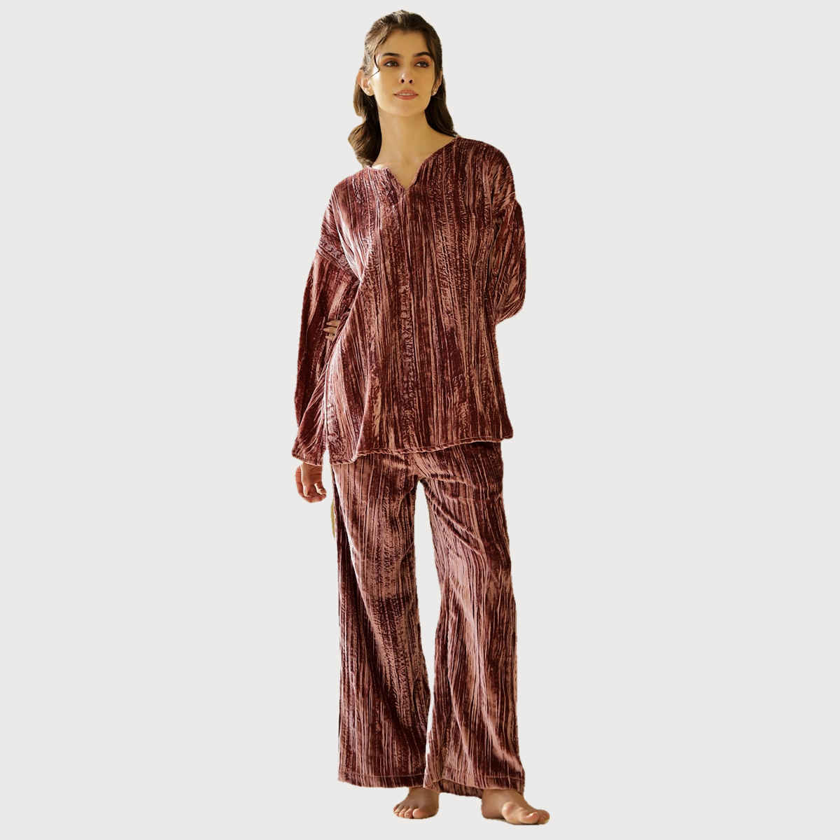 Sanskrutihomes Women Round Neck Pink Night Suit SE-NSP-681 | M