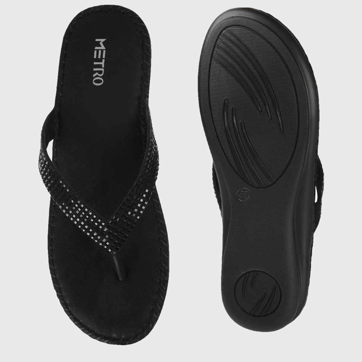 Metro Women Black Color Slip On Ethnic | Size UK 8 | 44-1679